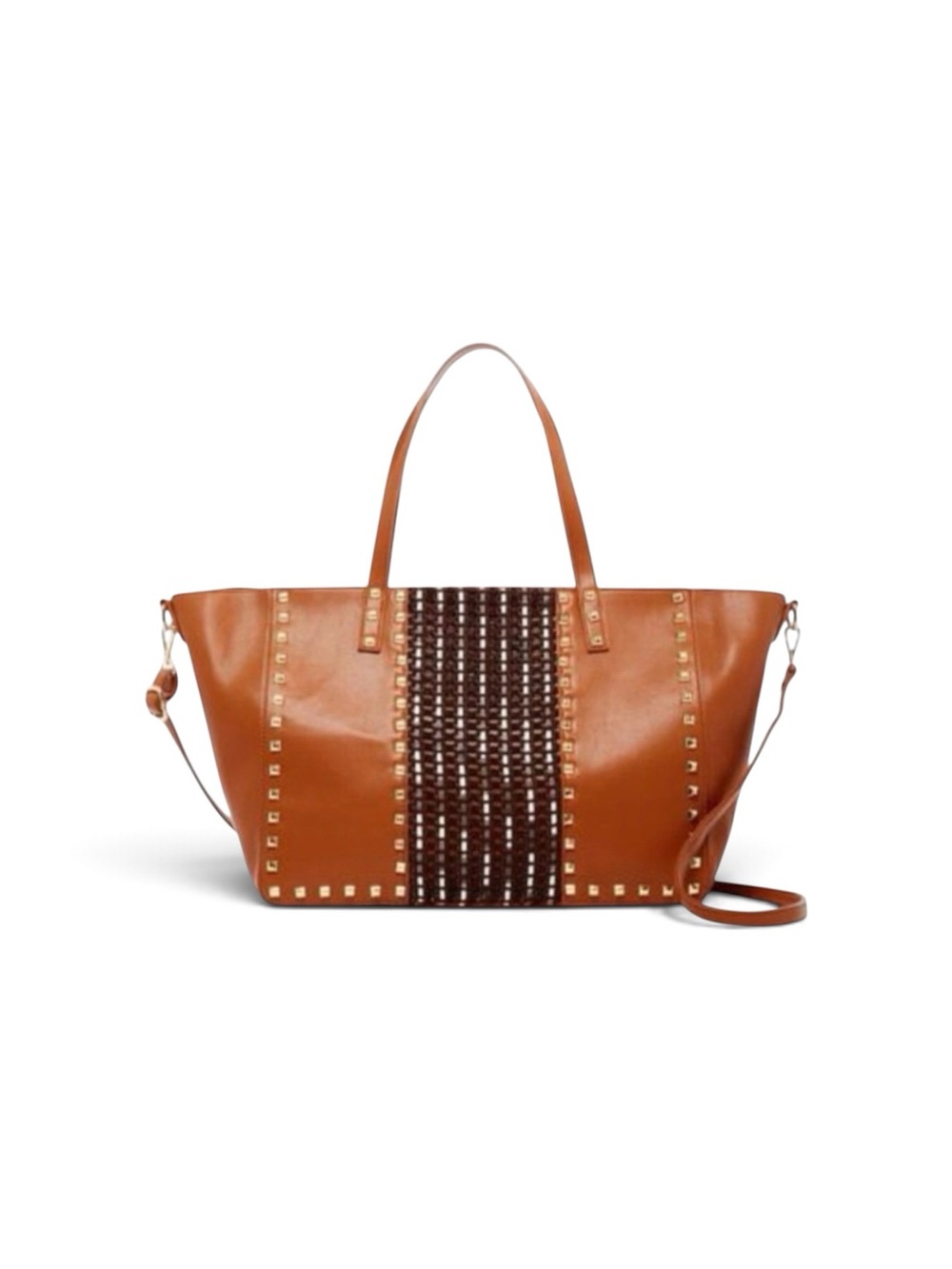 Oversized Studded Tote Cognac Color